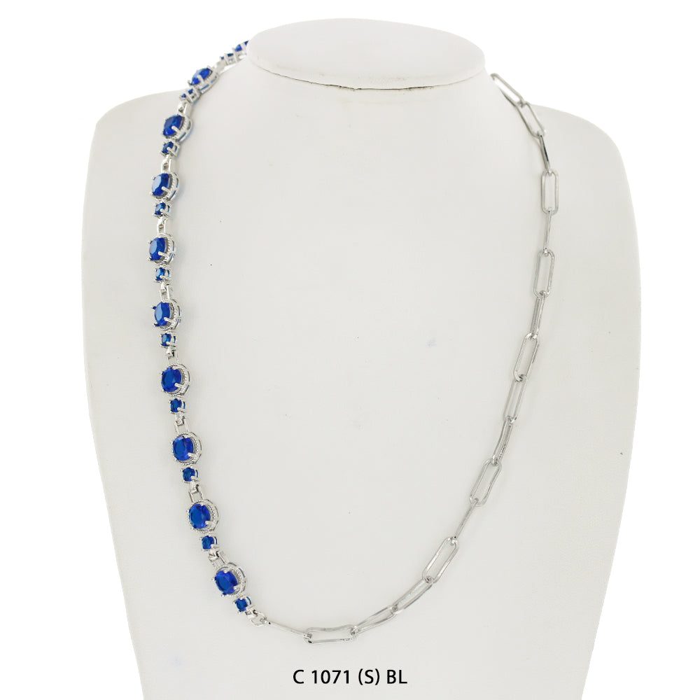 CZ Stones Chocker Chain Necklace C 1071 (S) BL