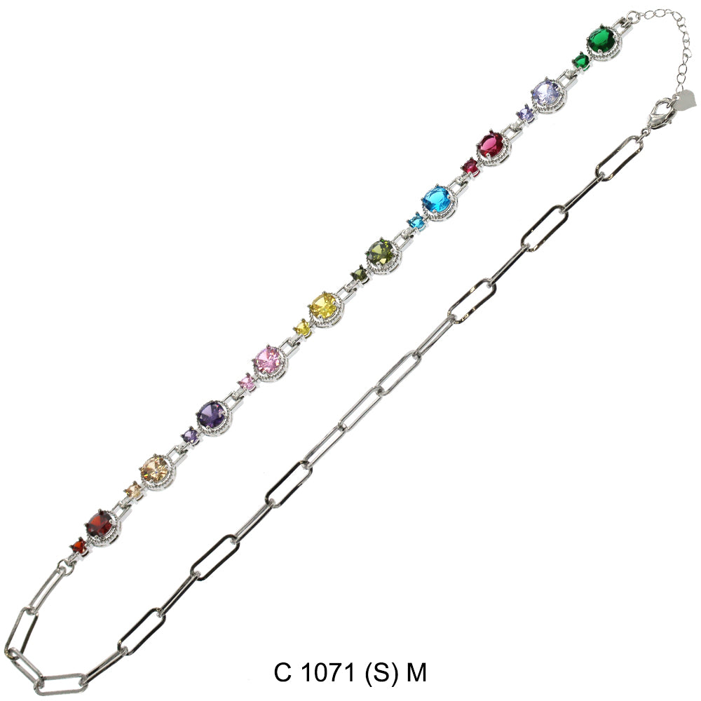 CZ Stones Chocker Chain Necklace C 1071 (S) M