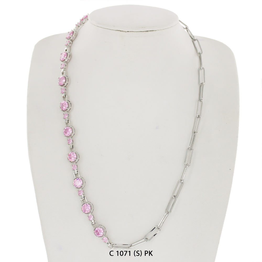 CZ Stones Chocker Chain Necklace C 1071 (S) PK