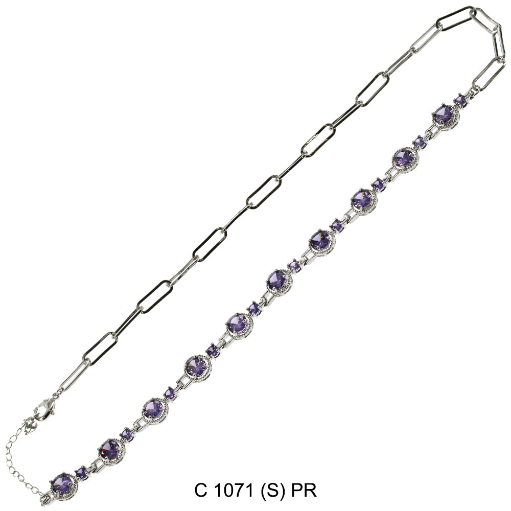 CZ Stones Chocker Chain Necklace C 1071 (S) PR