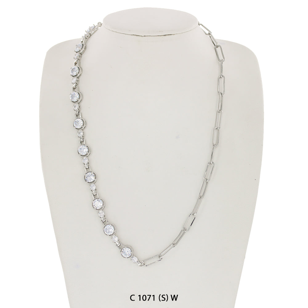 CZ Stones Chocker Chain Necklace C 1071 (S) W