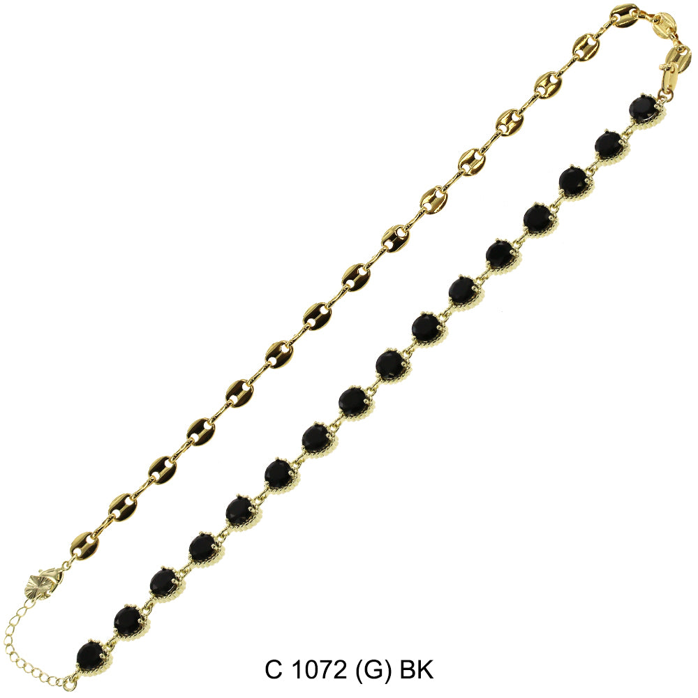 CZ Stones Chocker Chain Necklace C 1072 (G) BK