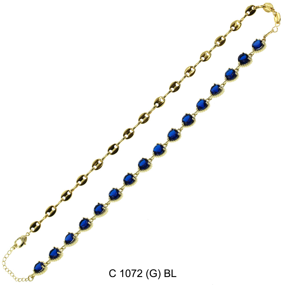 CZ Stones Chocker Chain Necklace C 1072 (G) BL