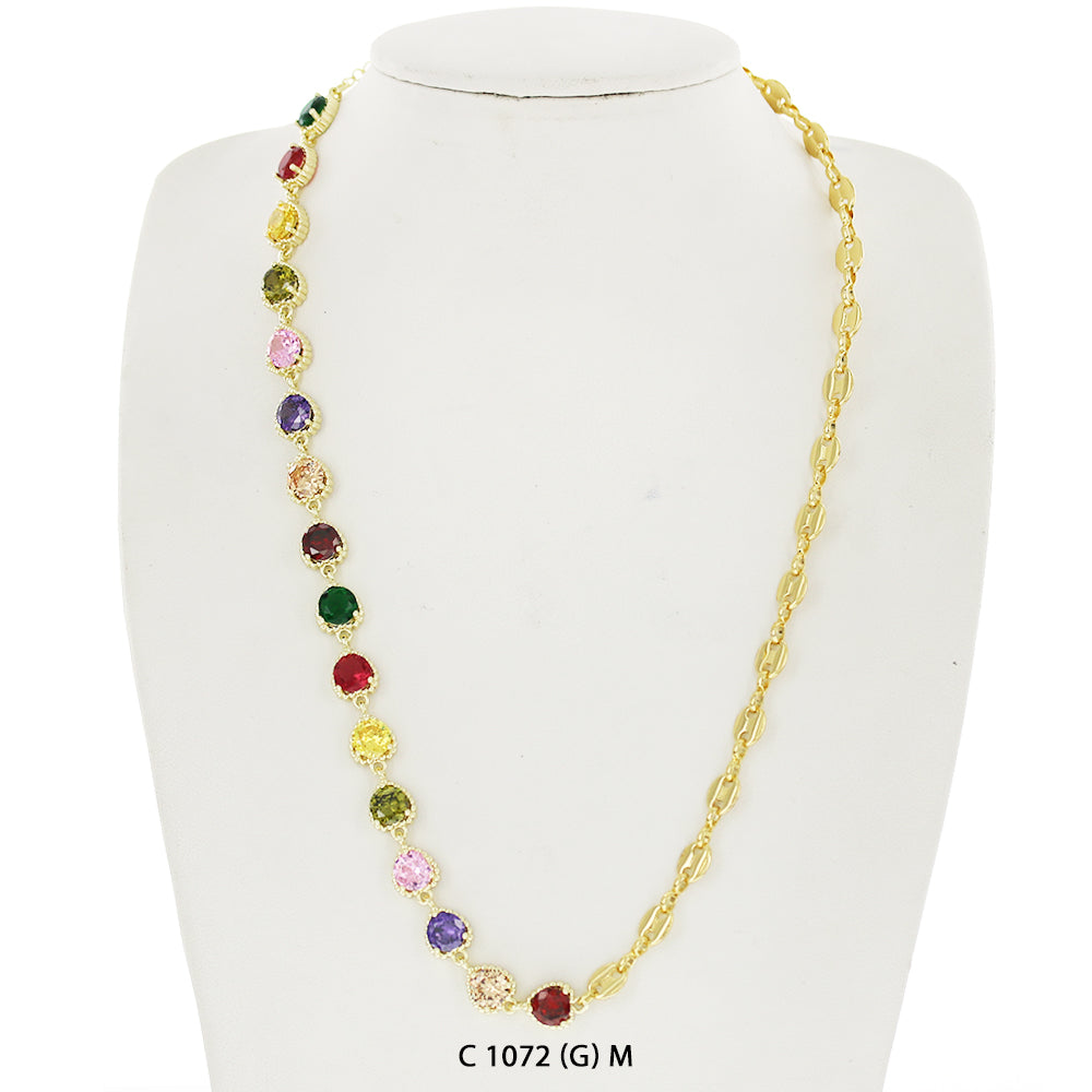 CZ Stones Chocker Chain Necklace C 1072 (G) M