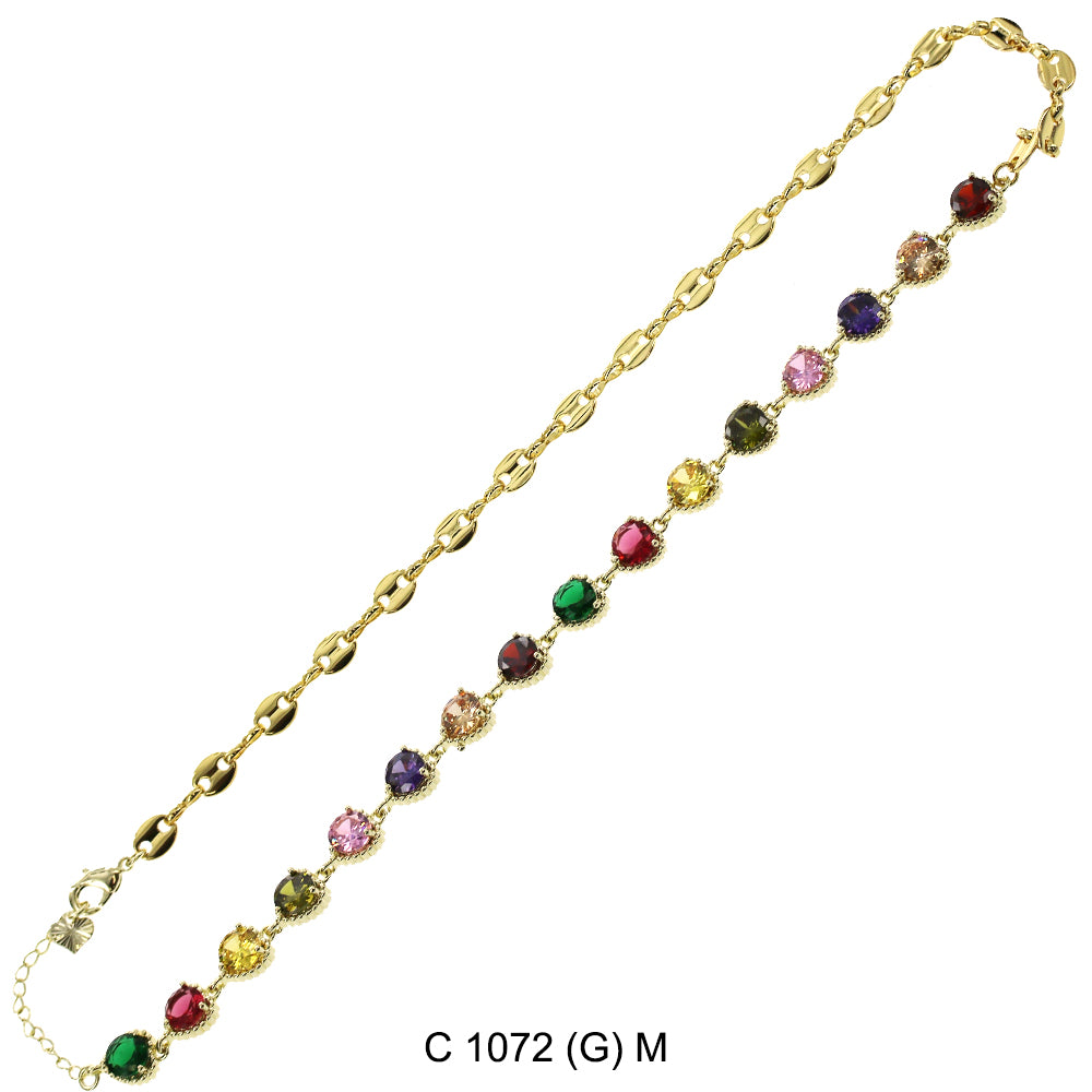 CZ Stones Chocker Chain Necklace C 1072 (G) M