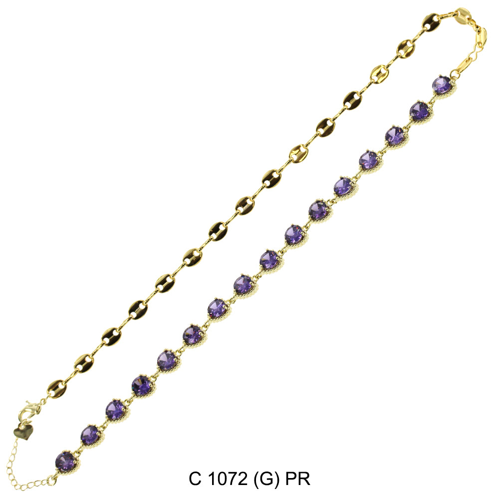 CZ Stones Chocker Chain Necklace C 1072 (G) PR