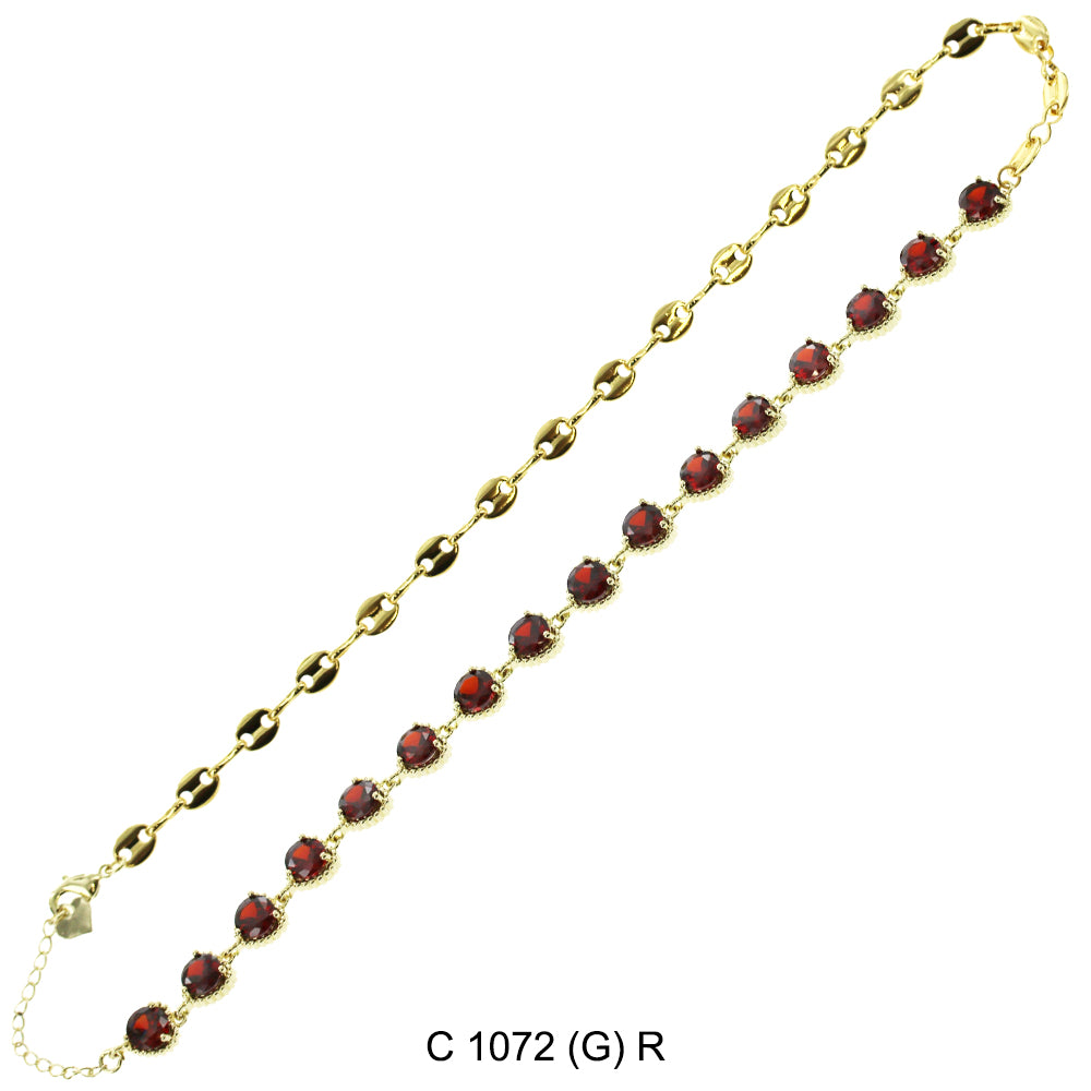 CZ Stones Chocker Chain Necklace C 1072 (G) R