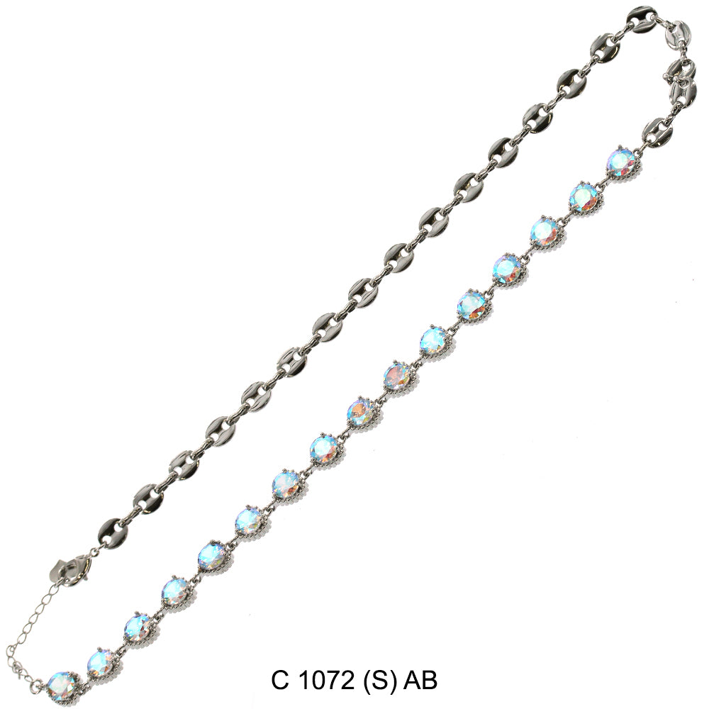 CZ Stones Chocker Chain Necklace C 1072 (S) AB