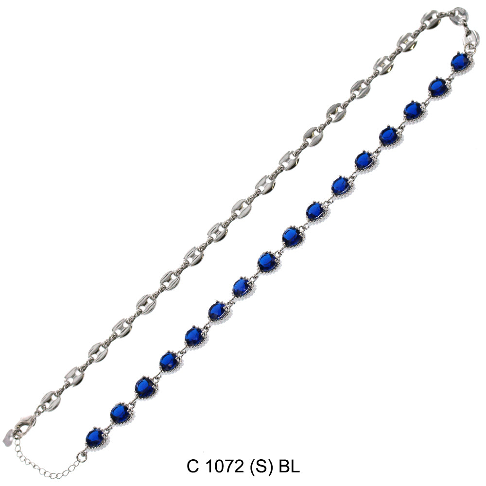 CZ Stones Chocker Chain Necklace C 1072 (S) BL