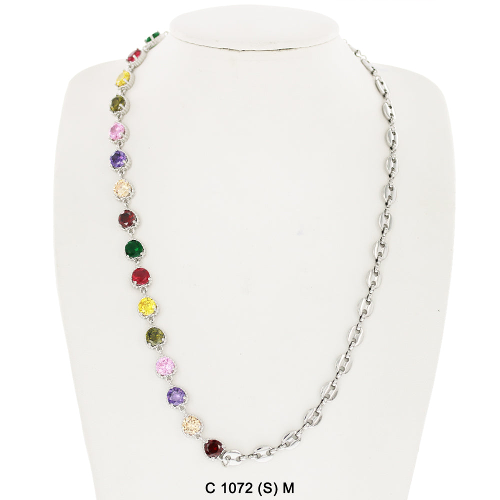 CZ Stones Chocker Chain Necklace C 1072 (S) M
