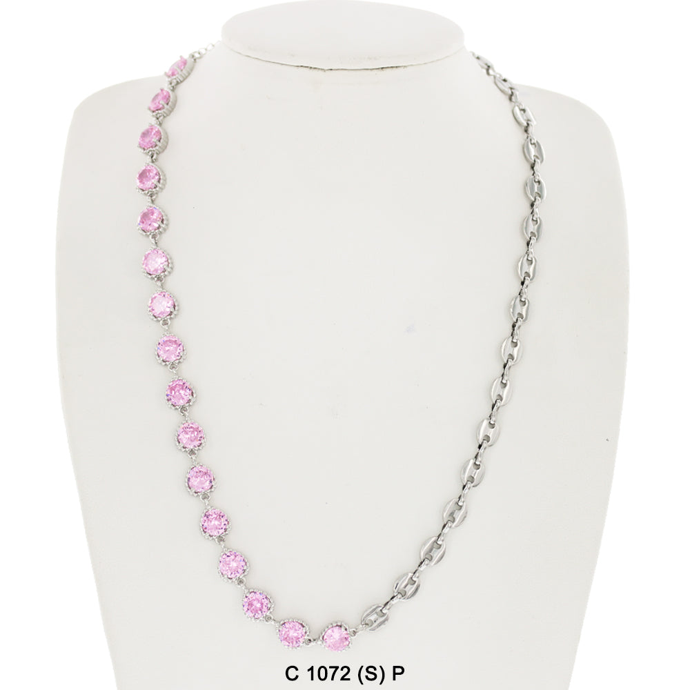 CZ Stones Chocker Chain Necklace C 1072 (S) PK