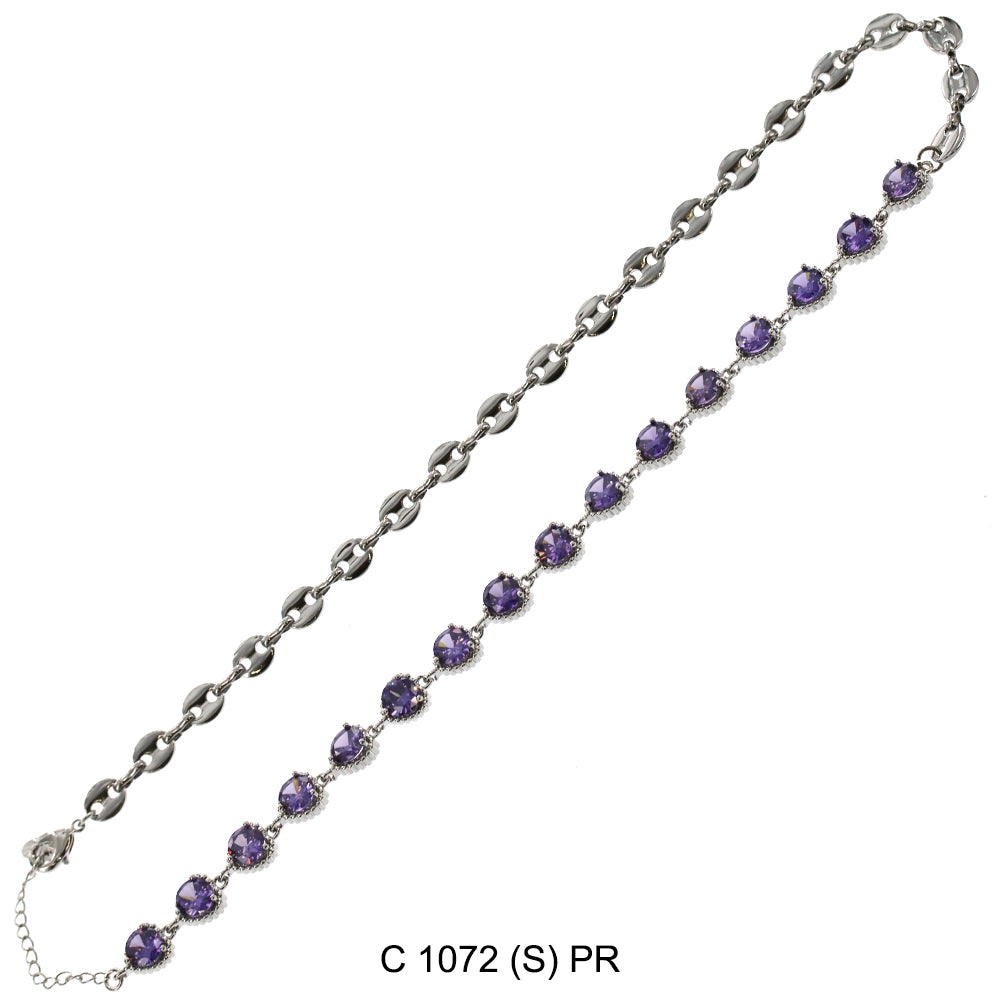 CZ Stones Chocker Chain Necklace C 1072 (S) PR