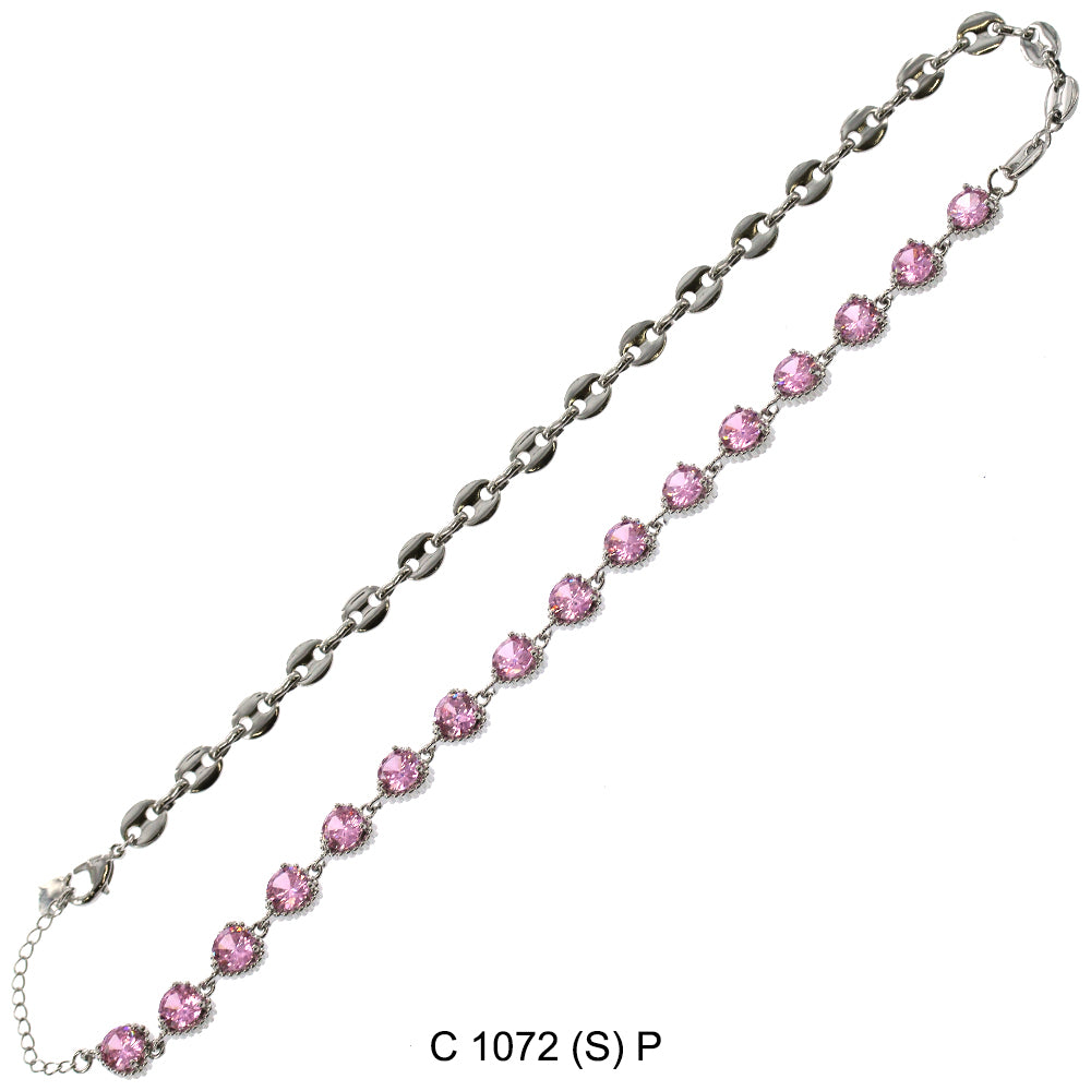 CZ Stones Chocker Chain Necklace C 1072 (S) PK