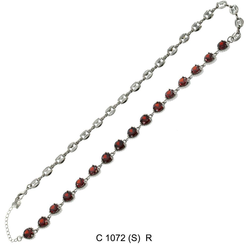 CZ Stones Chocker Chain Necklace C 1072 (S) R