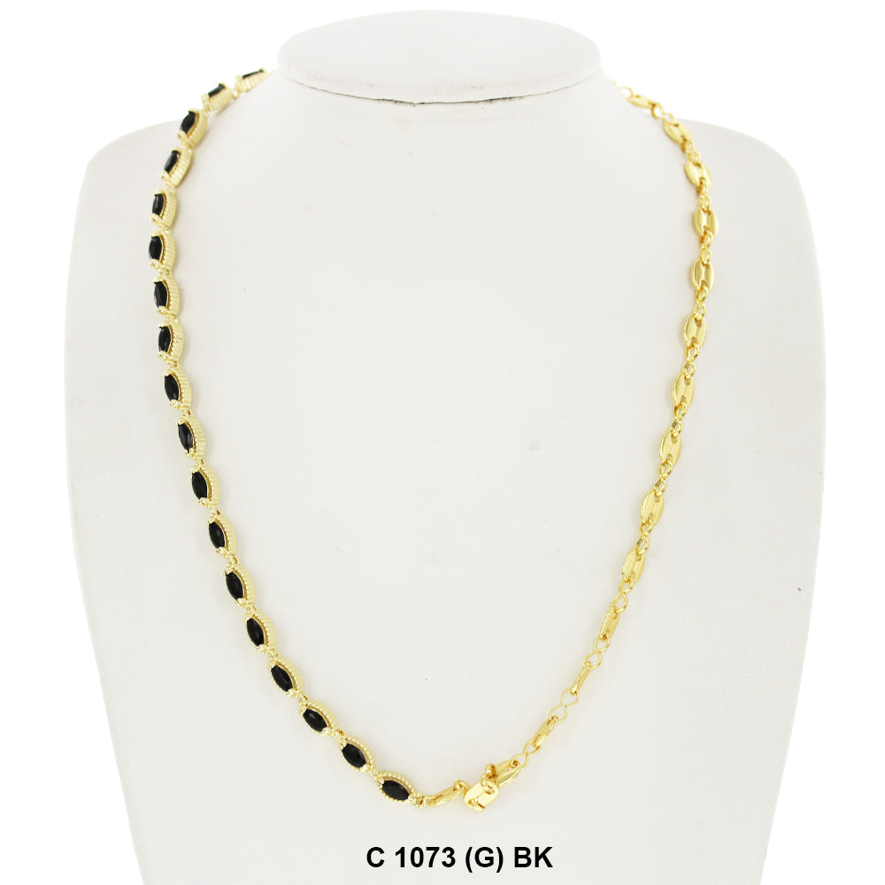 CZ Stones Chocker Chain Necklace C 1073 (G) BK