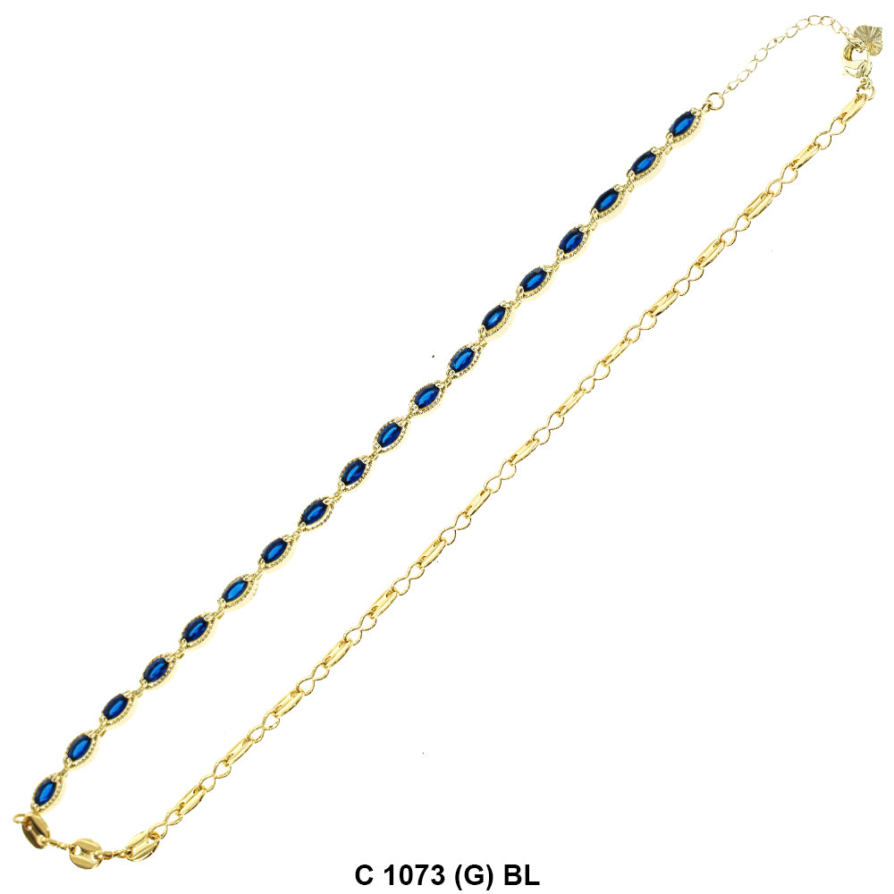 CZ Stones Chocker Chain Necklace C 1073 (G) BL