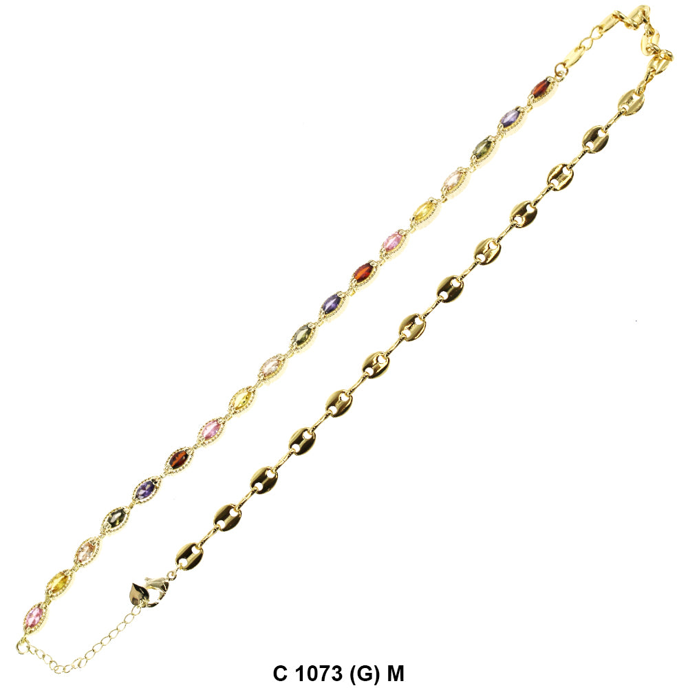 CZ Stones Chocker Chain Necklace C 1073 (G) M