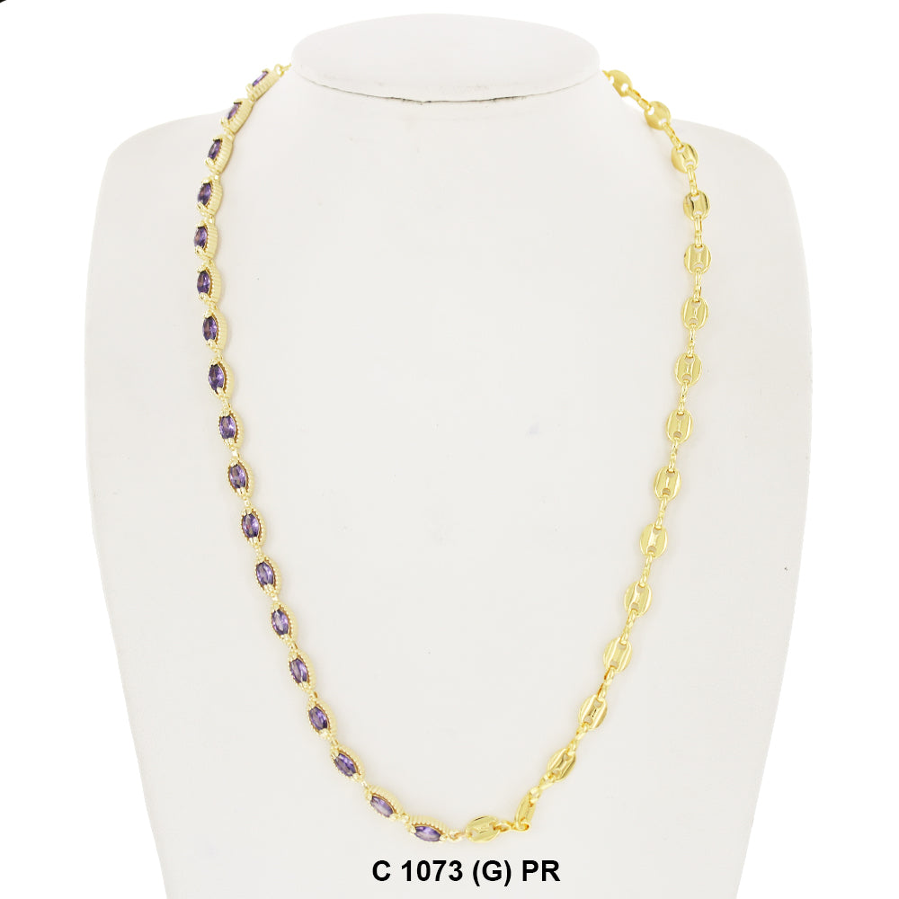 CZ Stones Chocker Chain Necklace C 1073 (G) PR