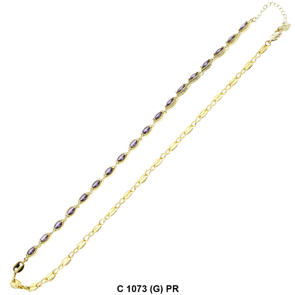 CZ Stones Chocker Chain Necklace C 1073 (G) PR