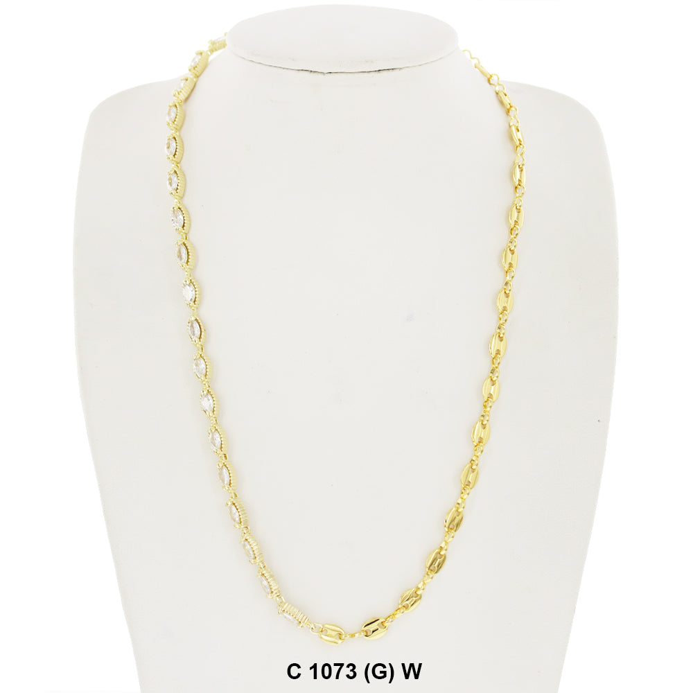 CZ Stones Chocker Chain Necklace C 1073 (G) W