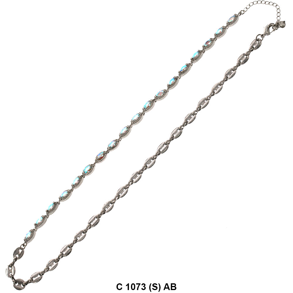 CZ Stones Chocker Chain Necklace C 1073 (S) AB
