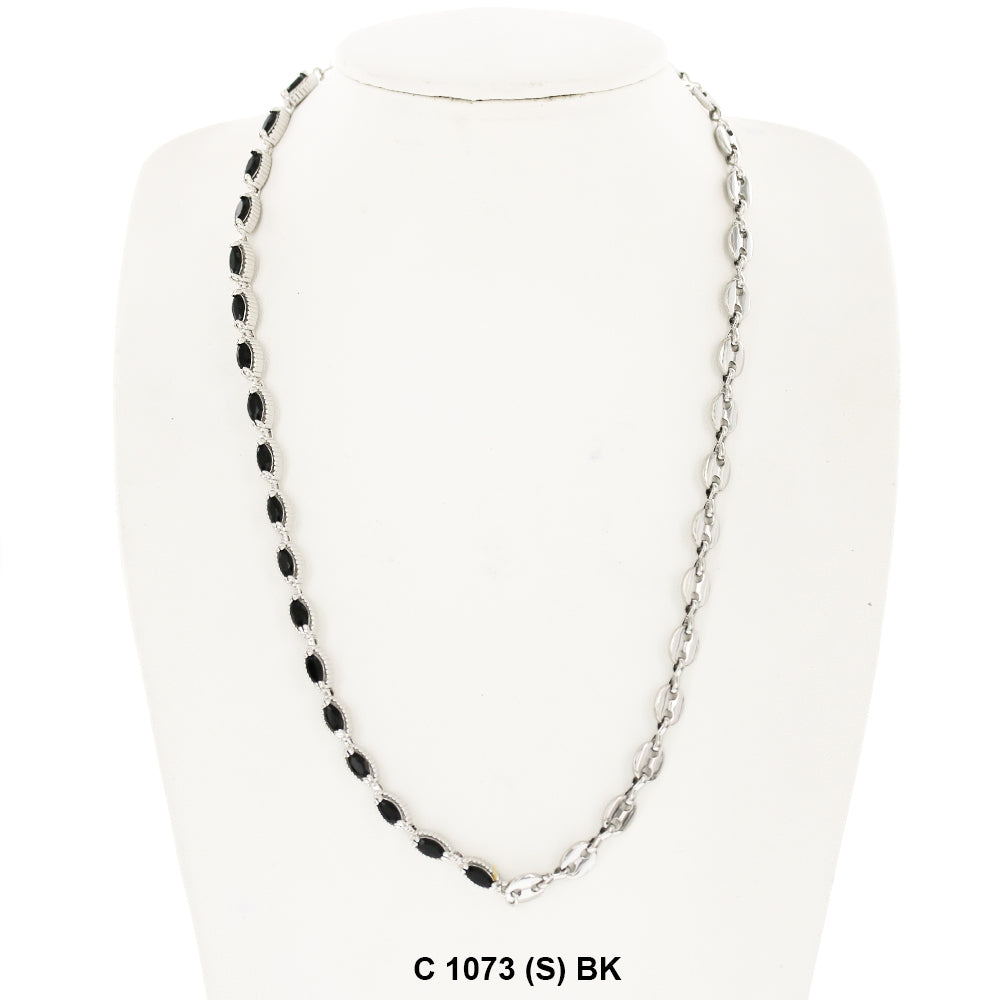 CZ Stones Chocker Chain Necklace C 1073 (S) BK