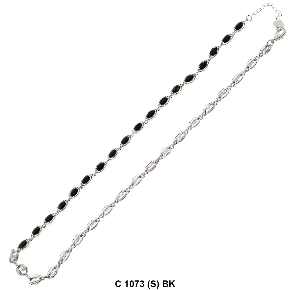 CZ Stones Chocker Chain Necklace C 1073 (S) BK