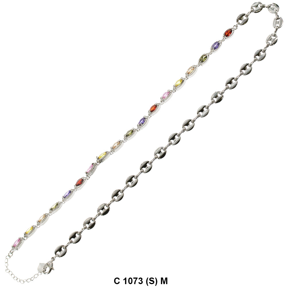 CZ Stones Chocker Chain Necklace C 1073 (S) M
