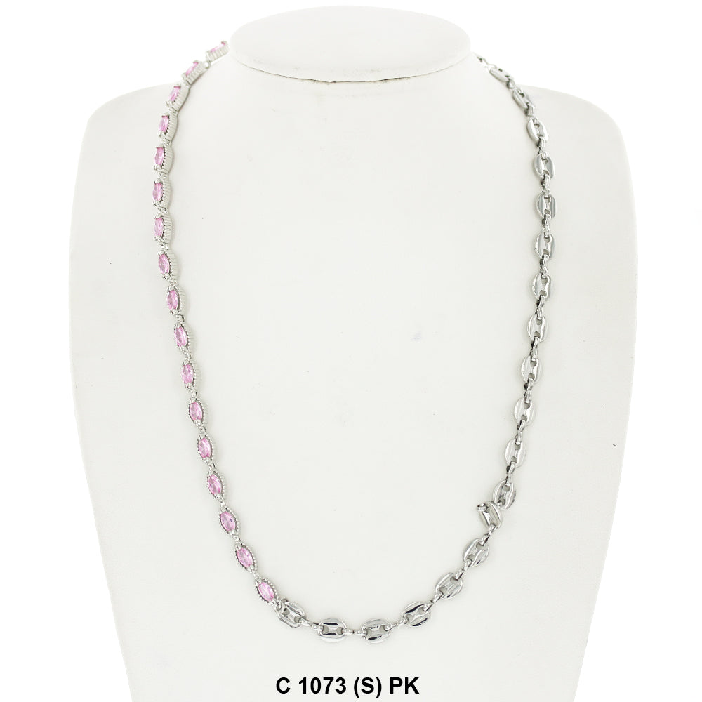 CZ Stones Chocker Chain Necklace C 1073 (S) PK