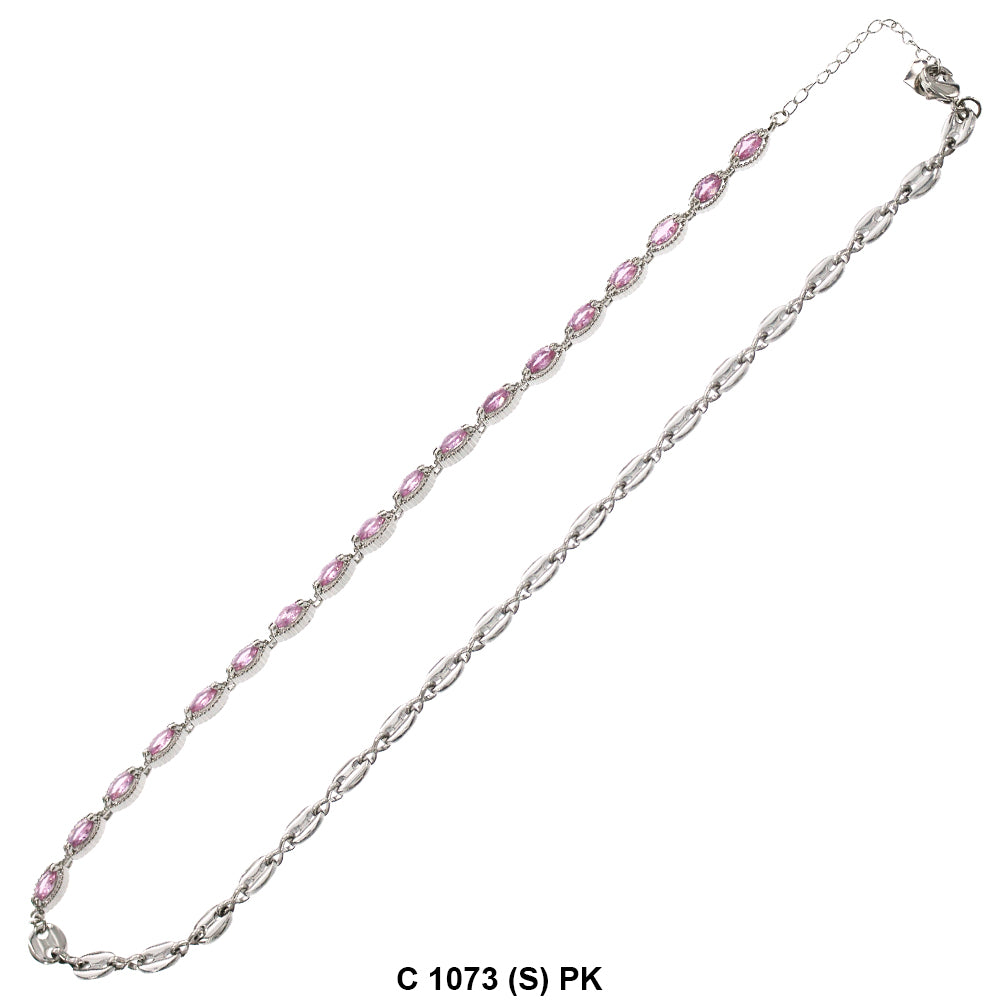 CZ Stones Chocker Chain Necklace C 1073 (S) PK