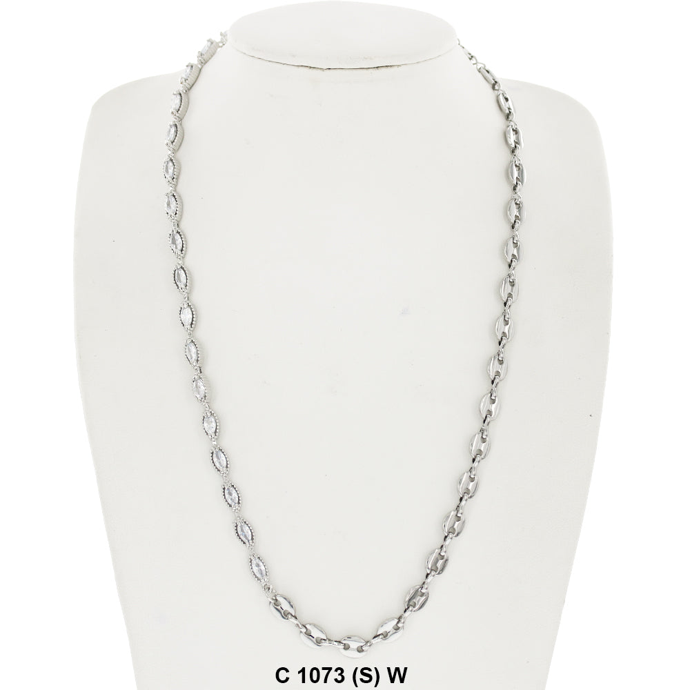 CZ Stones Chocker Chain Necklace C 1073 (S) W