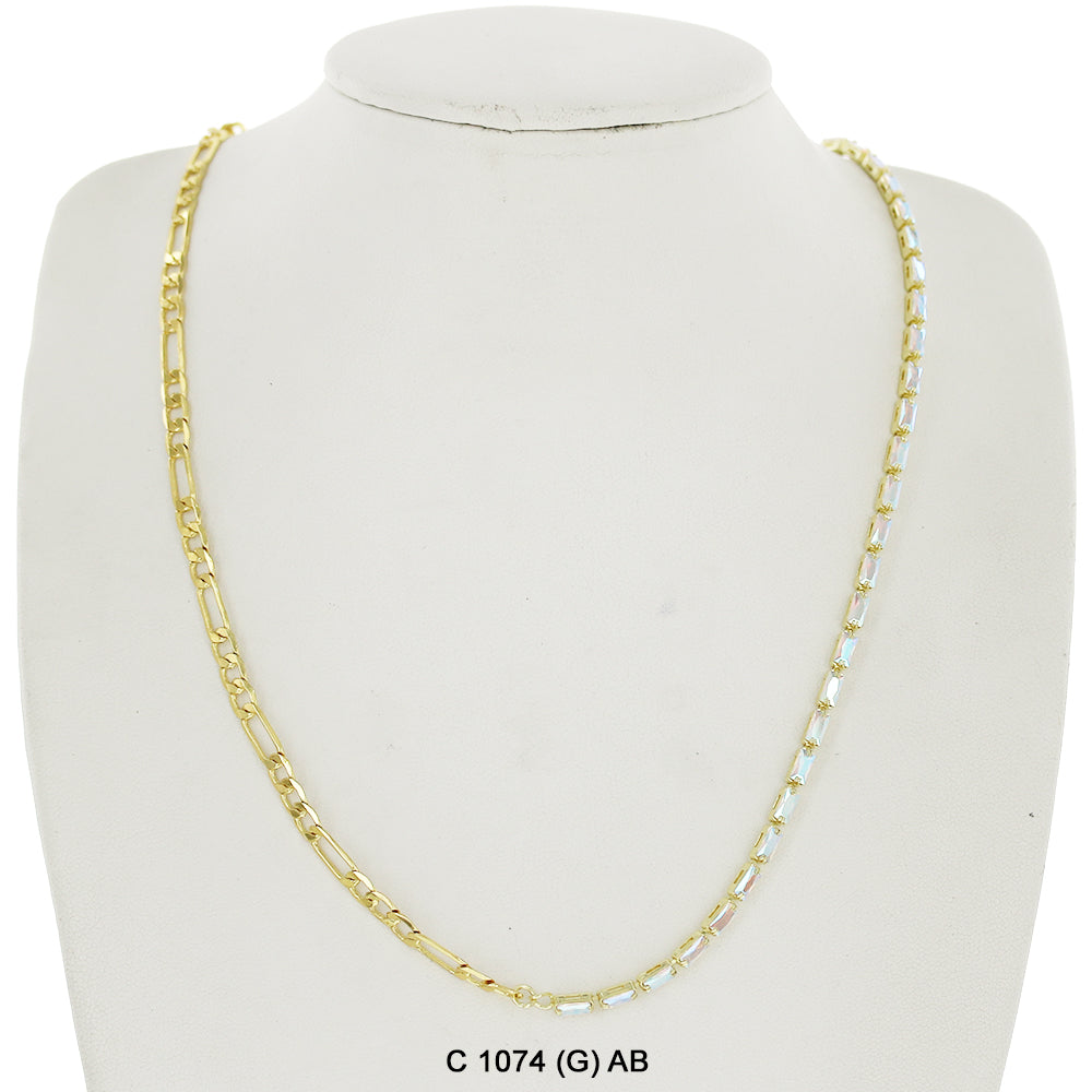 CZ Stones Chocker Chain Necklace C 1074 (G) AB