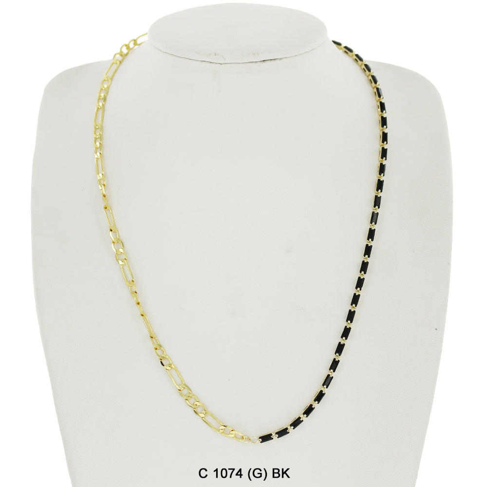 CZ Stones Chocker Chain Necklace C 1074 (G) BK