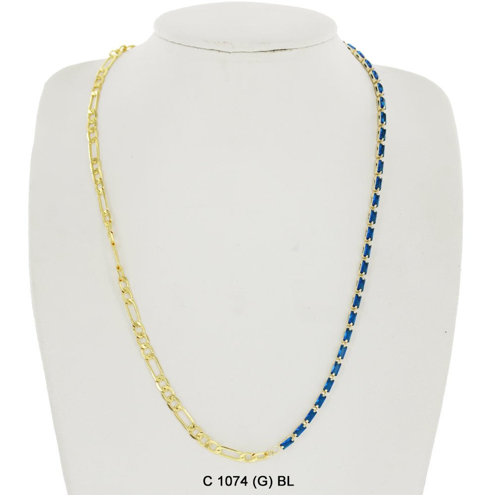 CZ Stones Chocker Chain Necklace C 1074 (G) BL