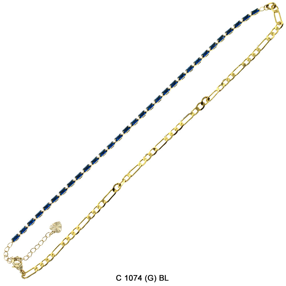 CZ Stones Chocker Chain Necklace C 1074 (G) BL