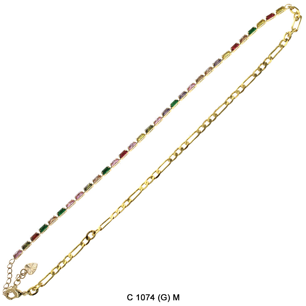 CZ Stones Chocker Chain Necklace C 1074 (G) M