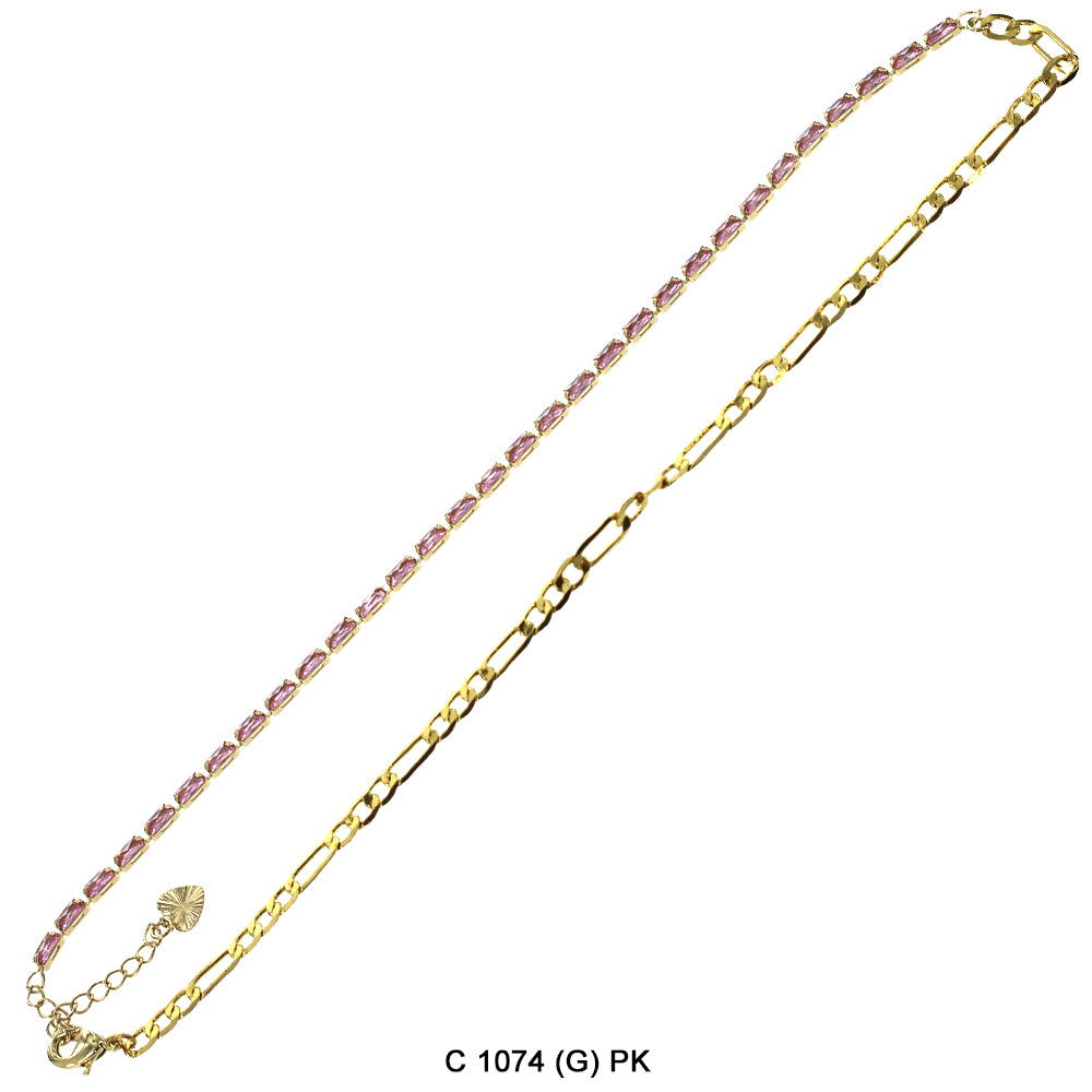 CZ Stones Chocker Chain Necklace C 1074 (G) PK