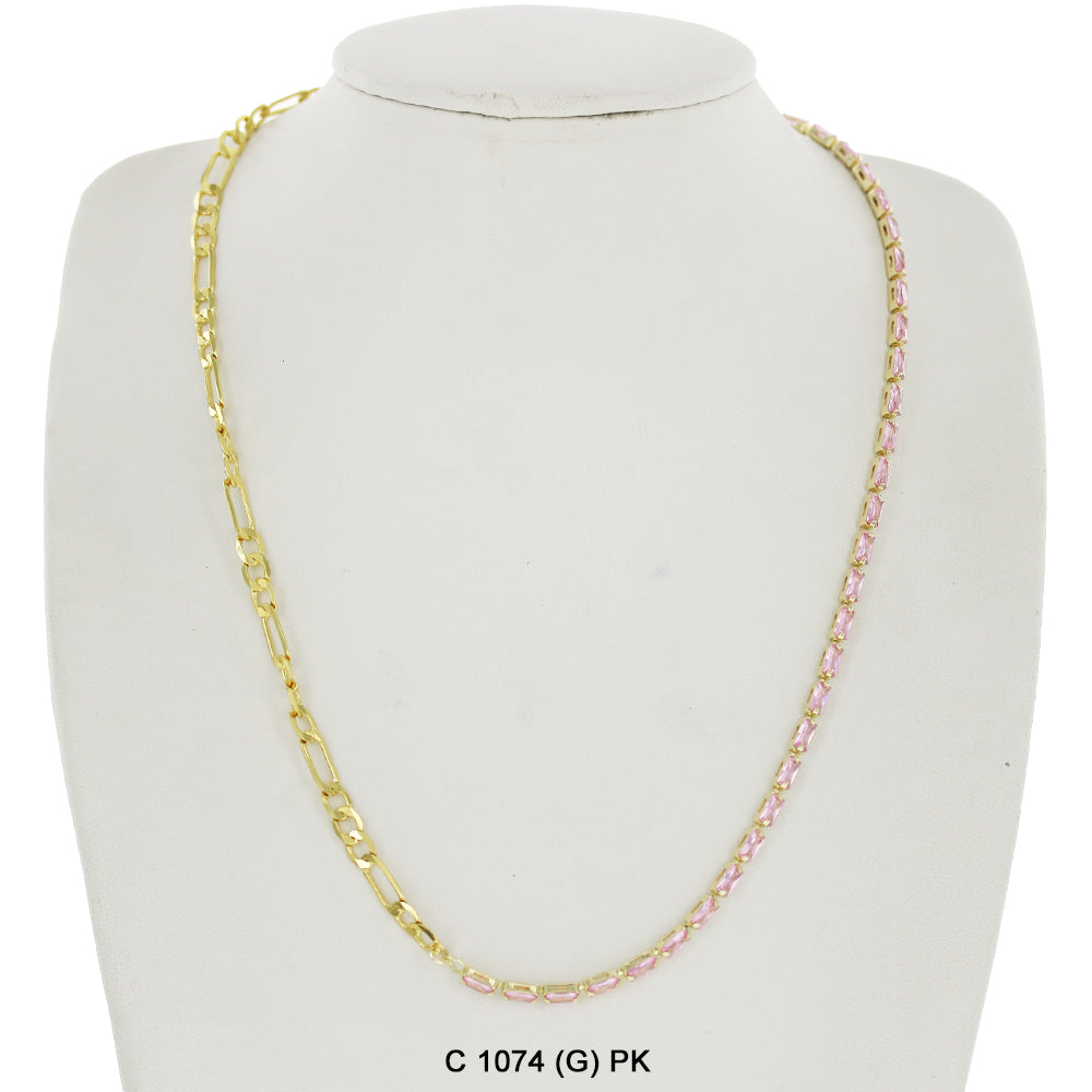 CZ Stones Chocker Chain Necklace C 1074 (G) PK