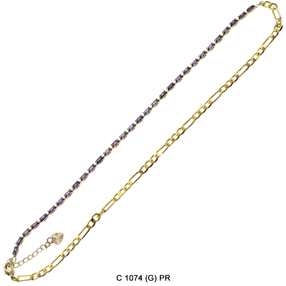 CZ Stones Chocker Chain Necklace C 1074 (G) PR