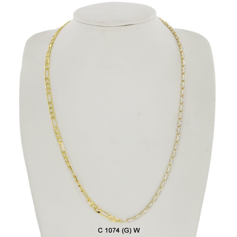 CZ Stones Chocker Chain Necklace C 1074 (G) W
