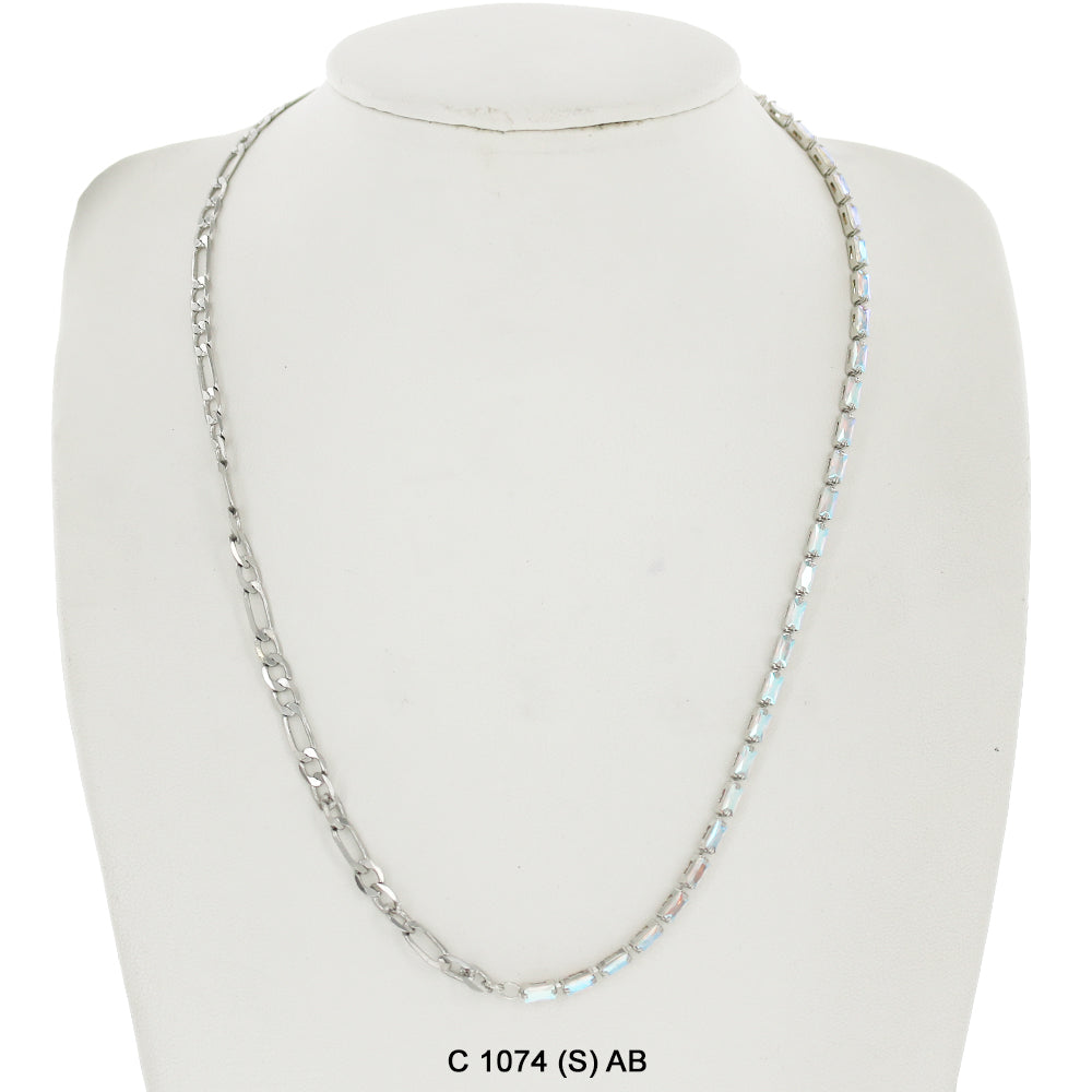 CZ Stones Chocker Chain Necklace C 1074 (S) AB