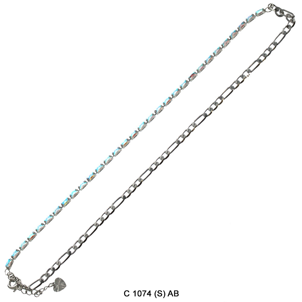 CZ Stones Chocker Chain Necklace C 1074 (S) AB