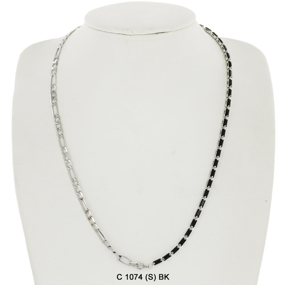 CZ Stones Chocker Chain Necklace C 1074 (S) BK