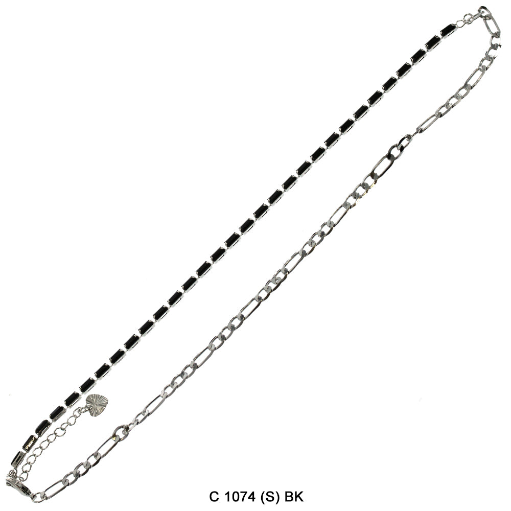 CZ Stones Chocker Chain Necklace C 1074 (S) BK