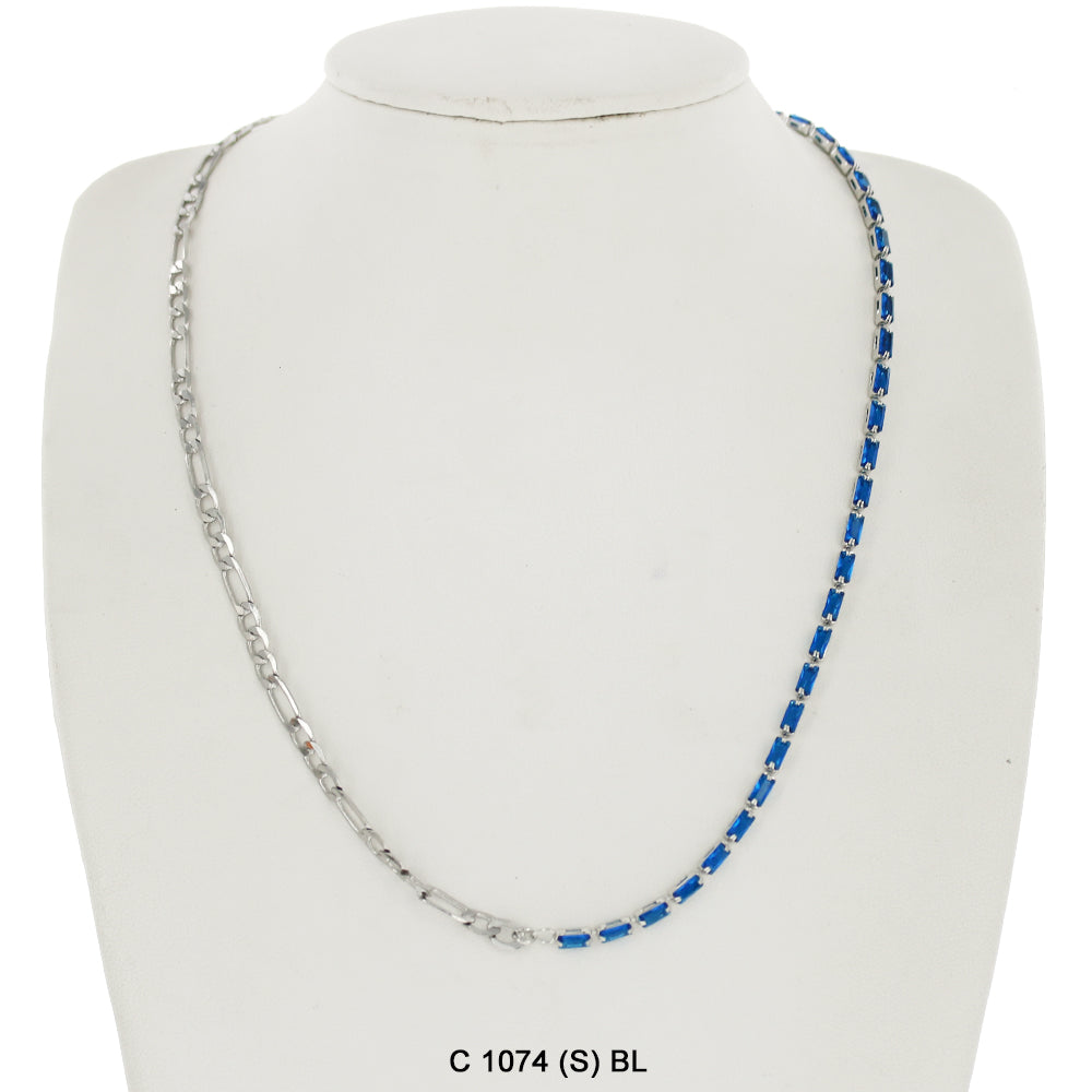 CZ Stones Chocker Chain Necklace C 1074 (S) BL