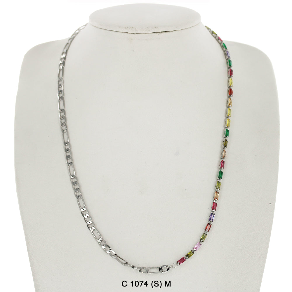 CZ Stones Chocker Chain Necklace C 1074 (S) M