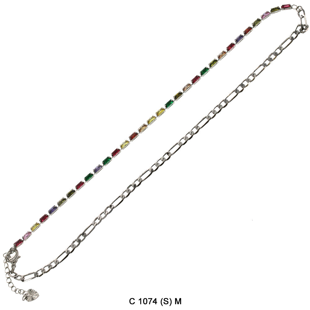 CZ Stones Chocker Chain Necklace C 1074 (S) M