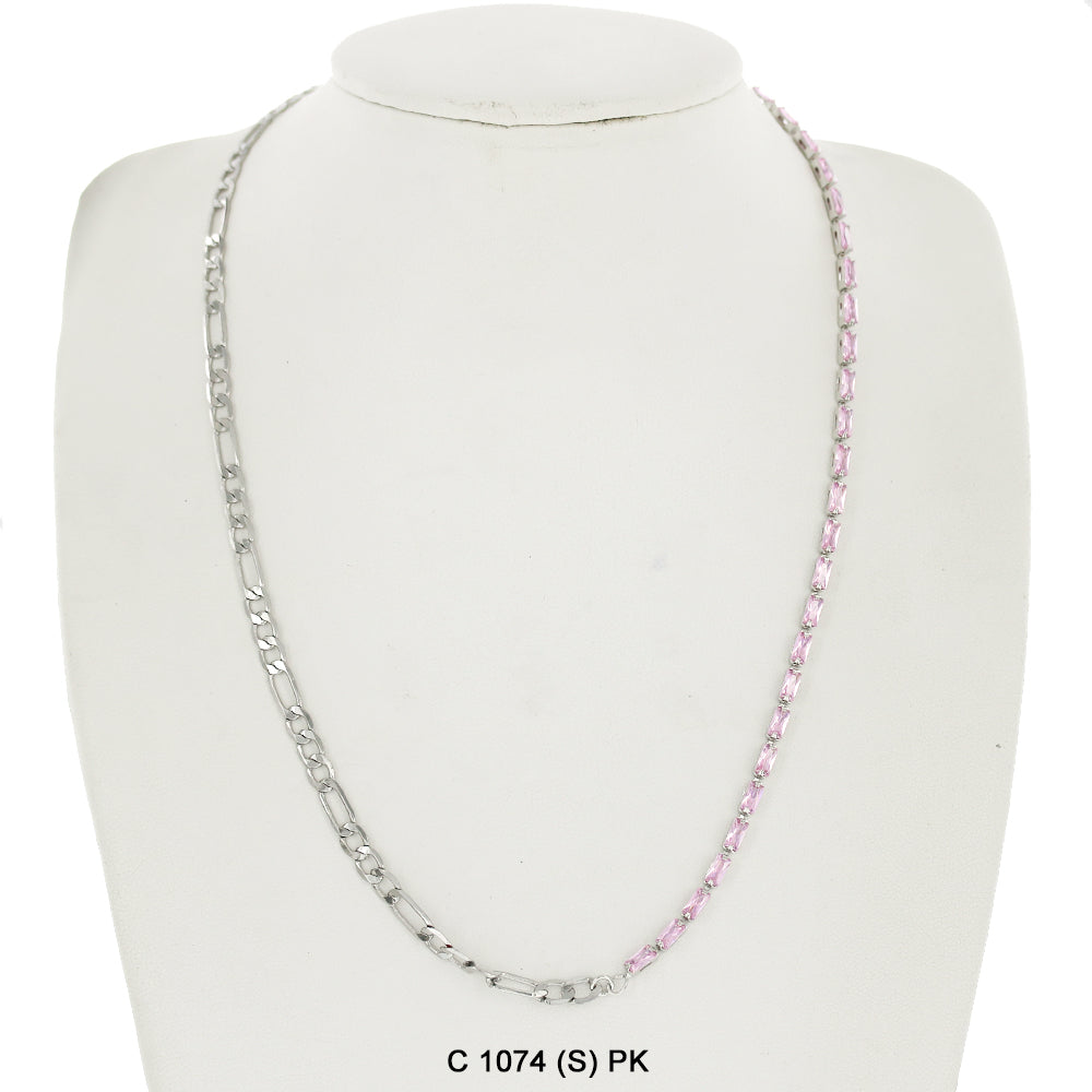 CZ Stones Chocker Chain Necklace C 1074 (S) PK