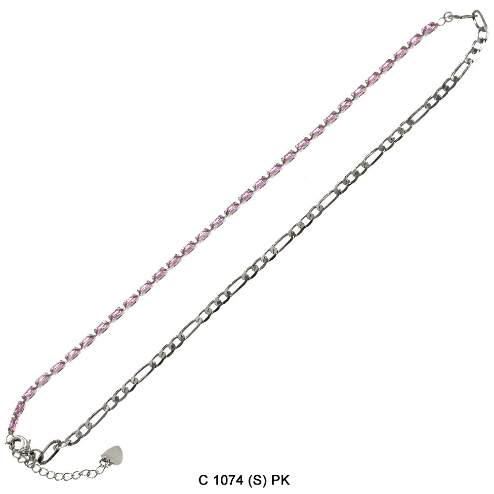 CZ Stones Chocker Chain Necklace C 1074 (S) PK