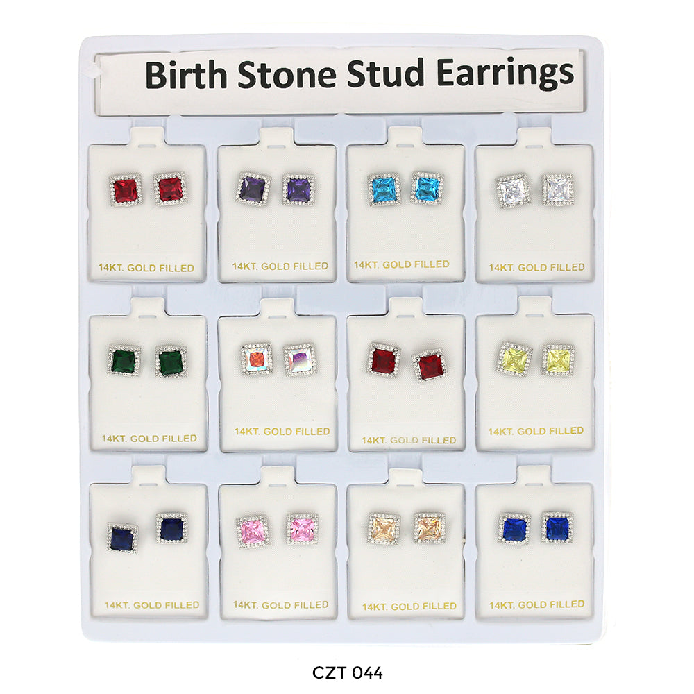 7 MM Square Birthstone Stud Earrings CZT 044